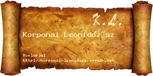 Korponai Leonidász névjegykártya